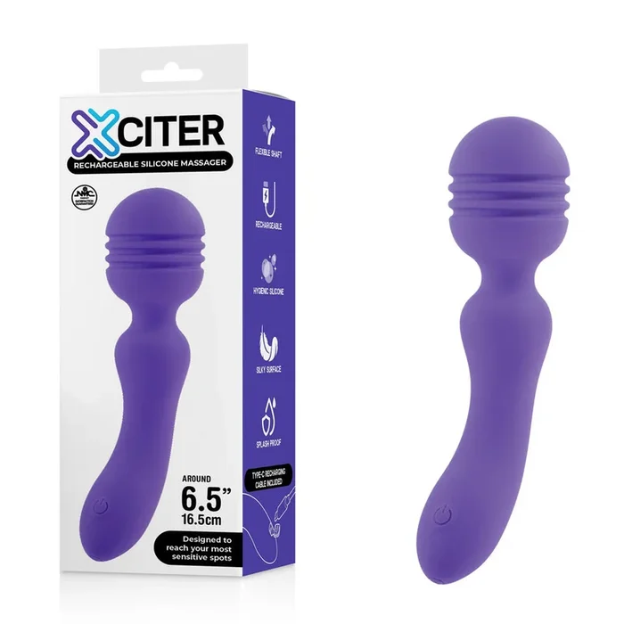 Xciter – Purple – Purple 16.5 cm USB Rechargeable Massage Wand