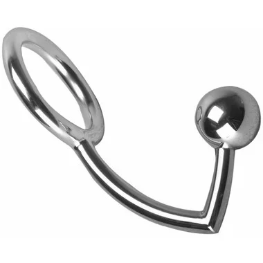 XR Brands Master Series The Manus Cock Lock Anal Intruder Stainless Steel Ass Hook & Cockring