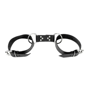 XR Brands STRICT Black Leather Adjustable Bicep Arm Binders Bondage Restraint System